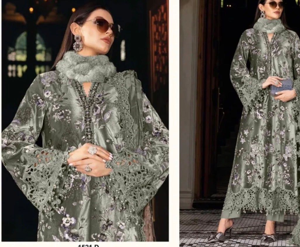 Maria B inspired Rayon cotton 3 pc casual unstitched dress Fabric