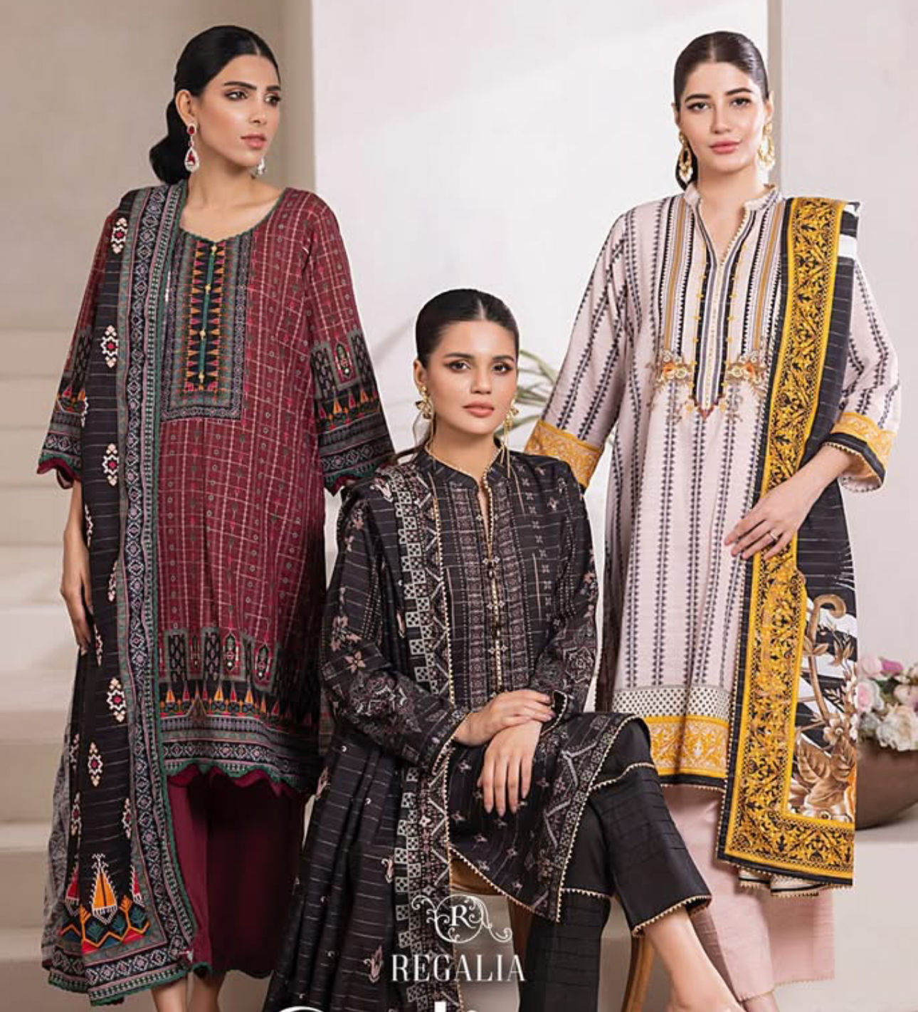 Regalia Stitched Winter Fancy khaddar 3pc Ready to wear