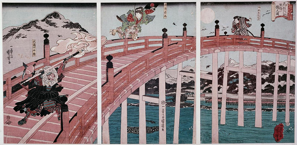 benkei yoshitsune bridge duel ukiyo-e woodblock tattoo reference