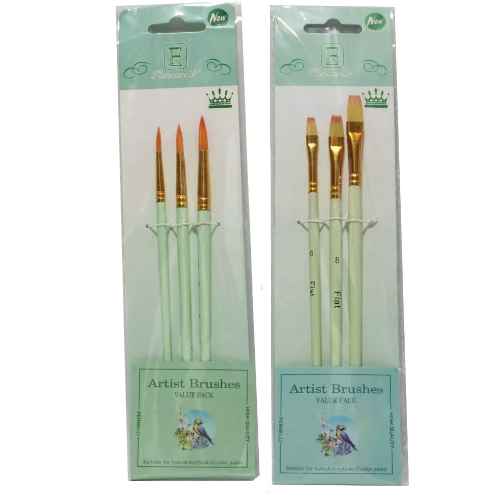 Set de 3 pinceles verdes