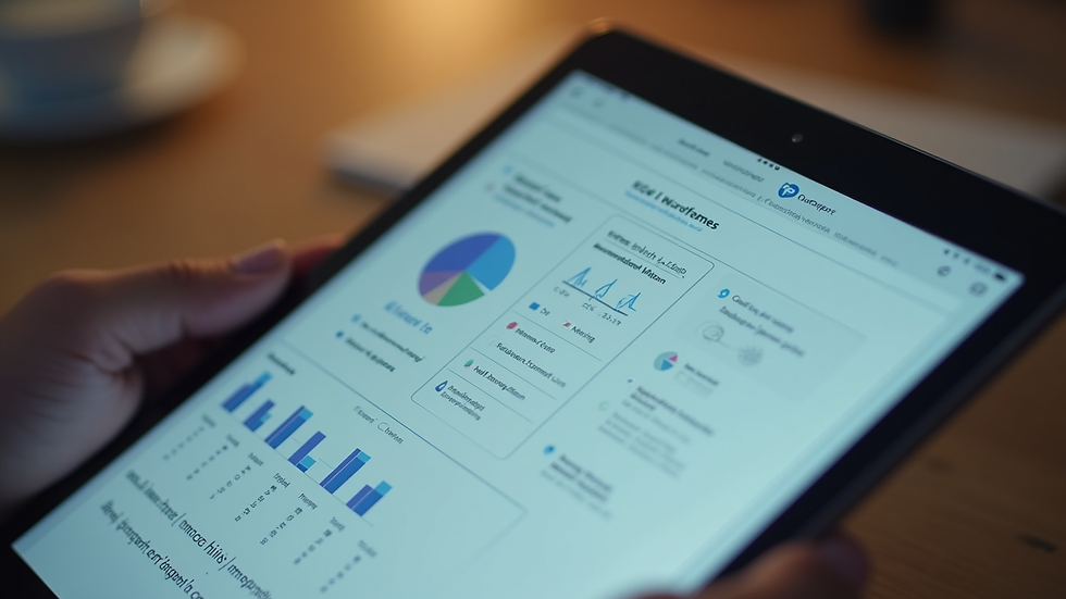 Close-up view of a digital tablet displaying a UX/UI wireframe design