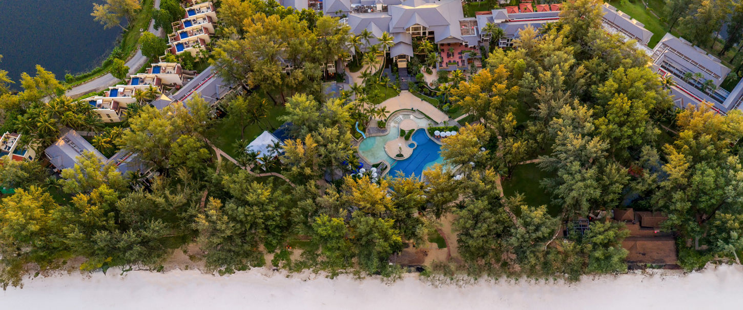 Arial view of Dusit Thani Laguna resort in Phuket, Thailand