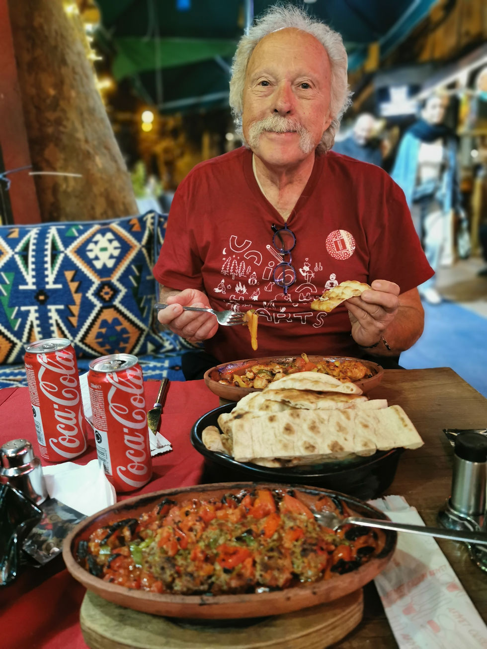 Noel enjoys sasuka, a traditional Turkish eggplant dish.