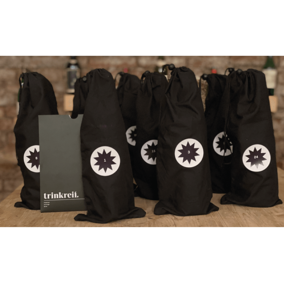 Adventkalender für Weinflaschen der Weinhandlung "trinkreif"