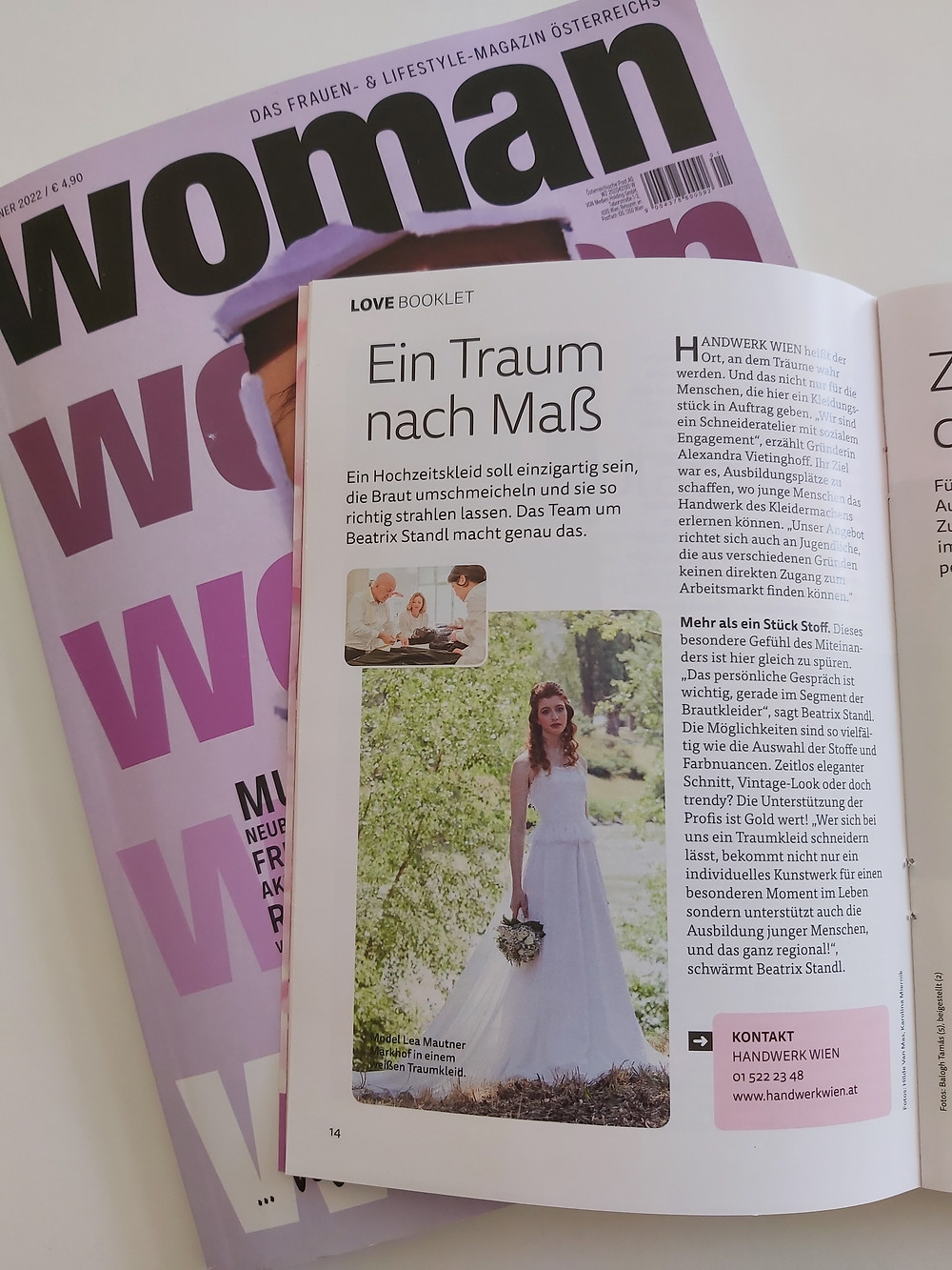 Woman Jänner 2022 mit Artikel über Handwerk Wien Schneideratelier