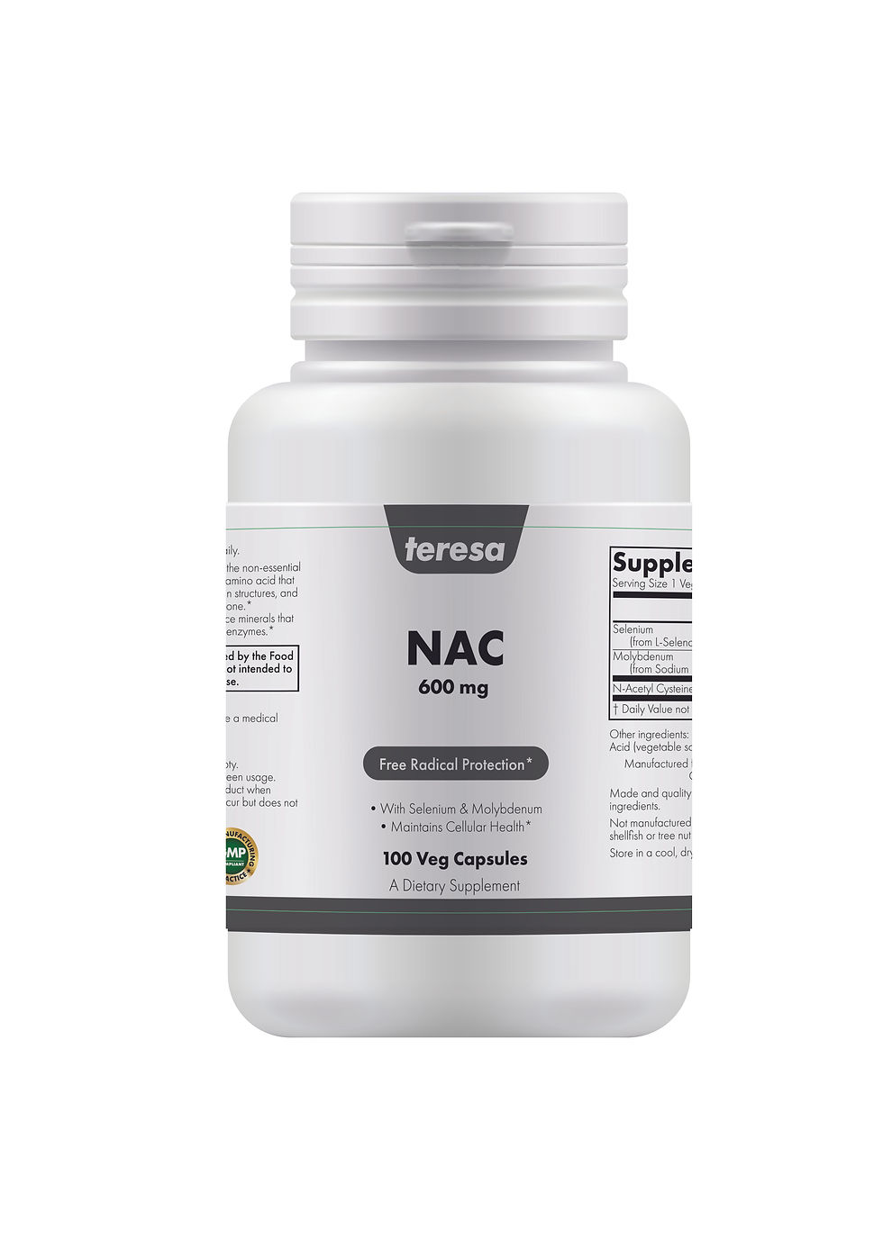 Teresa NAC 600mg Free radical protection 100 Veg Capsules