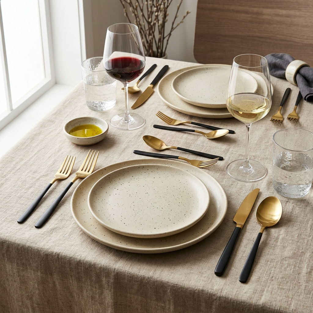 Luxury 24-Piece Matte Gold & Black Stainless Steel Cutlery Set