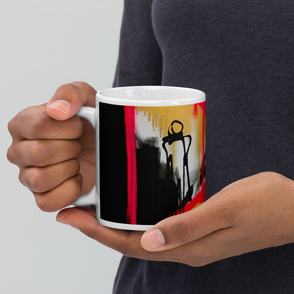 Miniatura: White glossy mug "De un lado al otro, en el mismo lugar"