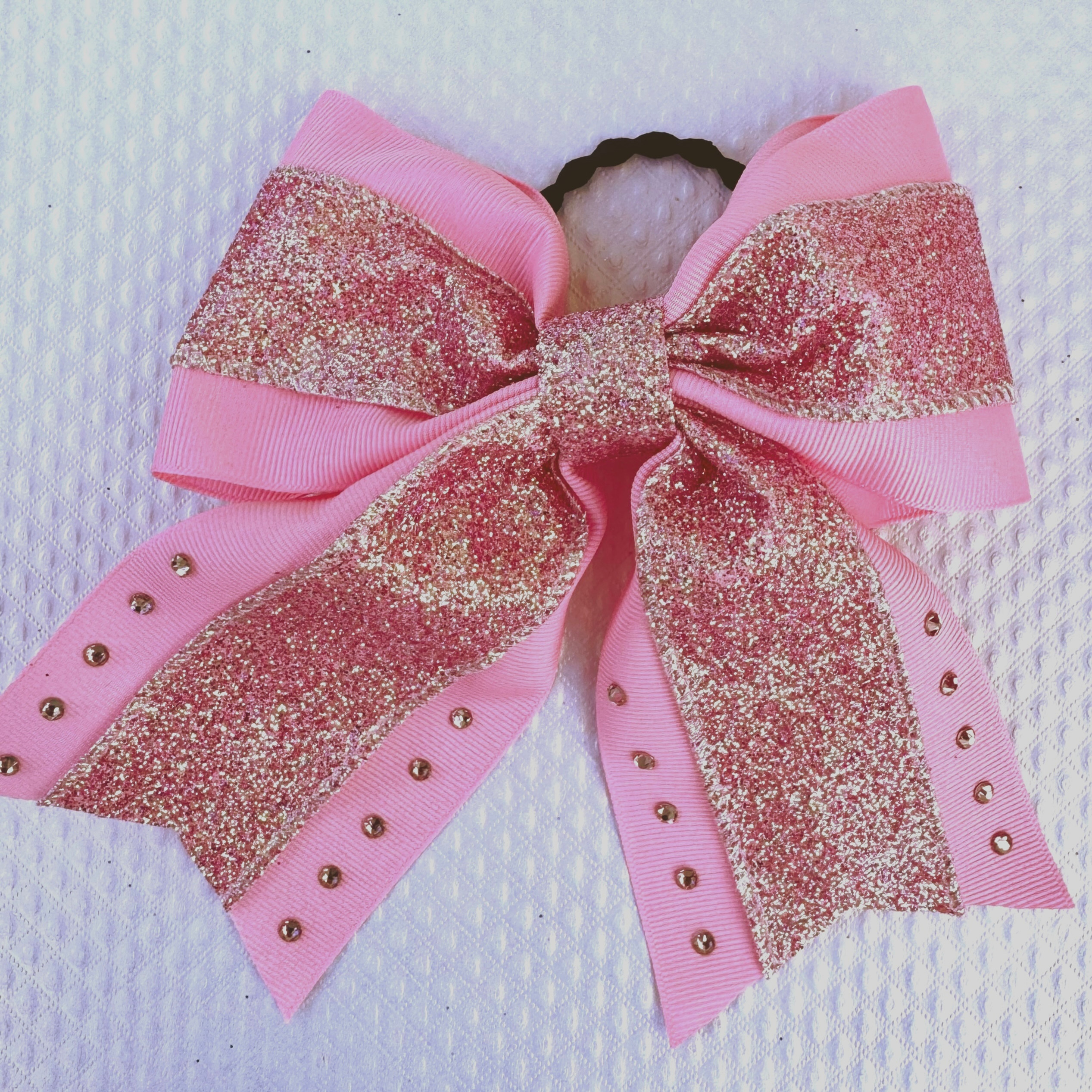 Swarovski Crystals on Baby Pink Stardust Bow