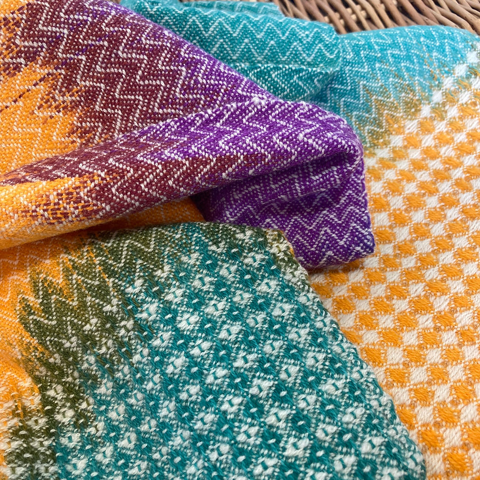Thumbnail: Handwoven Lambswool Scarf - Rainforest Fruits