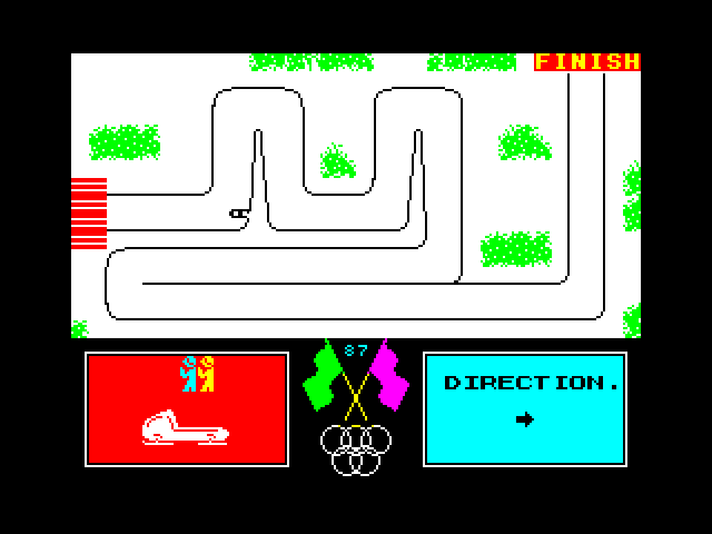 I've crashed my sled at the first corner, and my two dudes have been thrown clear. Grim.