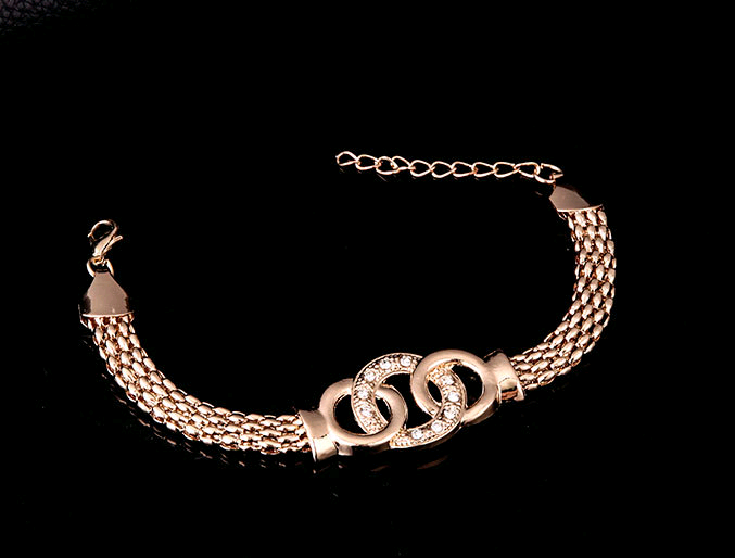 Thumbnail: 18K Gold-Plated Jewelry Set: Necklace, Earrings, Bracelet, Ring