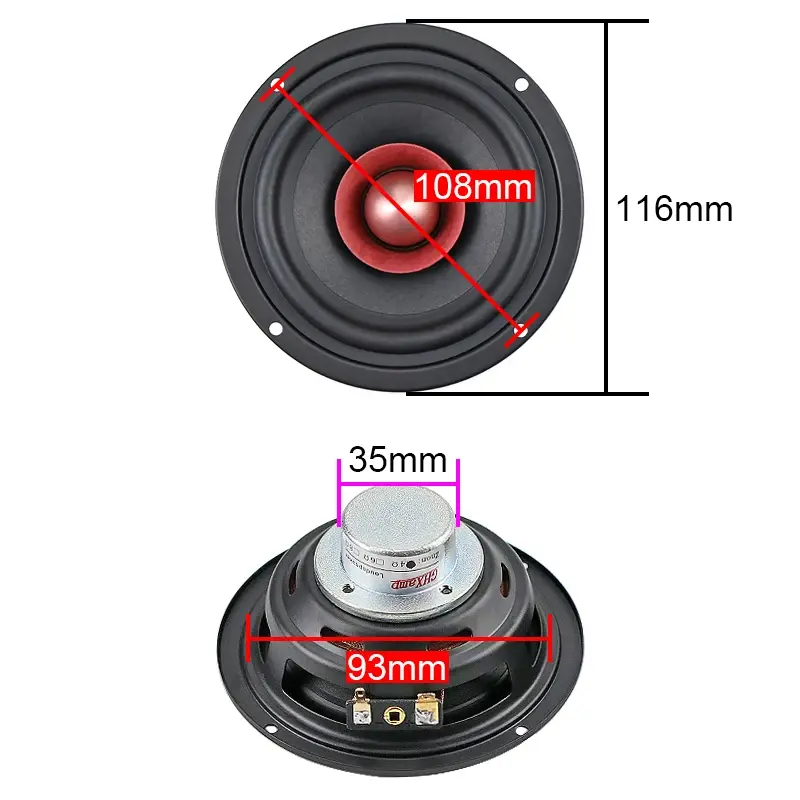 Miniature : 2 Haut-parleurs full range HiFi 4" 25w 4ohm 88.5db