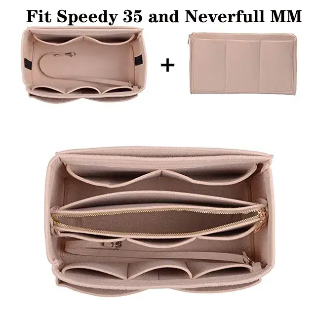 Thumbnail: Make Up Organizer Insert Bag for Handbag, Travel Inner Purse Portable Cosmetic