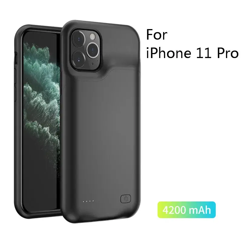 Thumbnail: Slim Silicone Shockproof Battery Charger Cases for iPhone 11 Pro Max Power