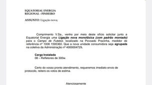 VEREADOR HERASMO LEITE REIVINDICA E PREFEITURA SOLICITA À EQUATORIAL A LIGAÇÃO DA ENERGIA DO CAMPO DE FUTEBOL DA PRACINHA PINHEIRO-MA