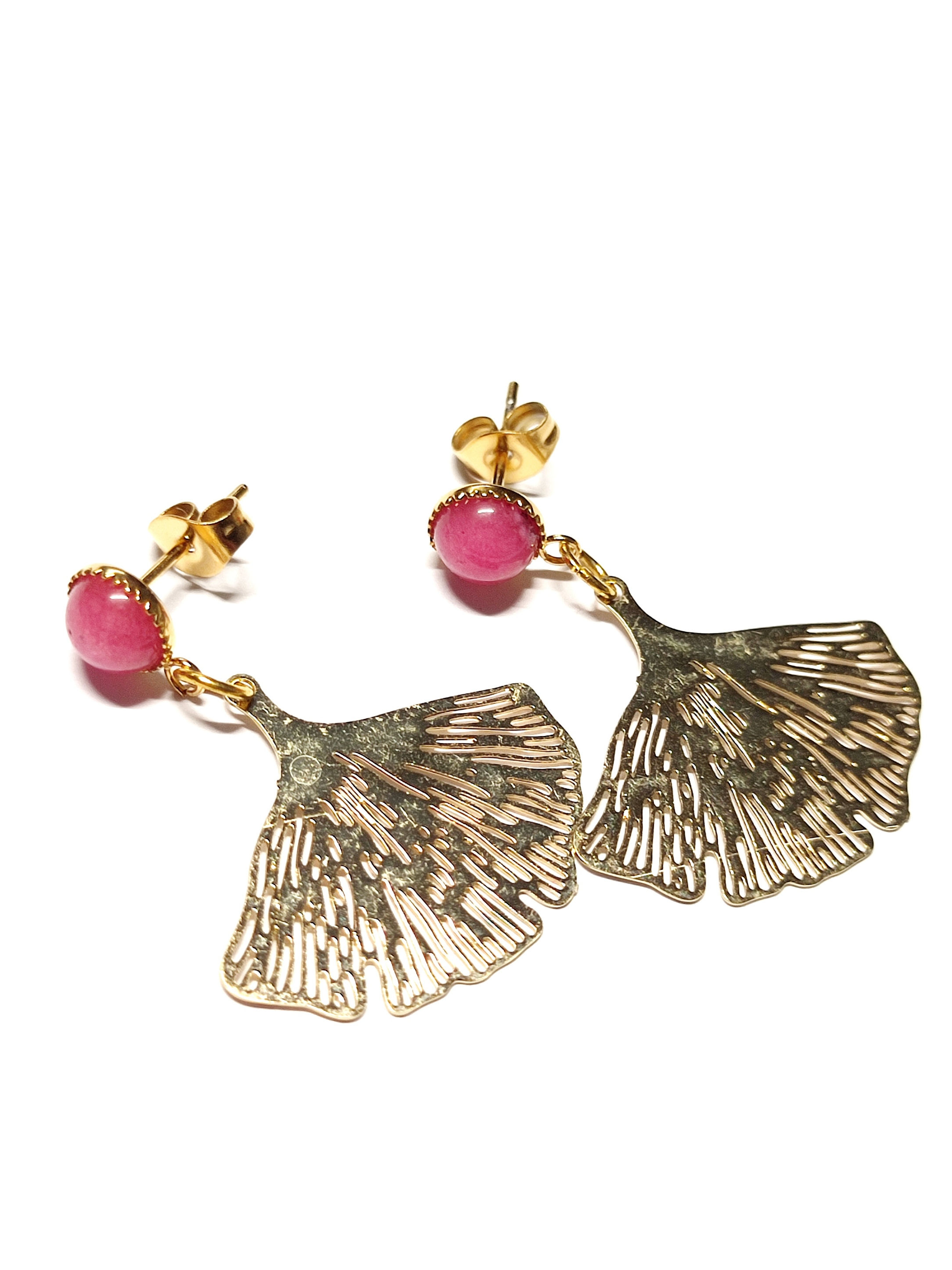 Boucles d'oreilles Agate framboise