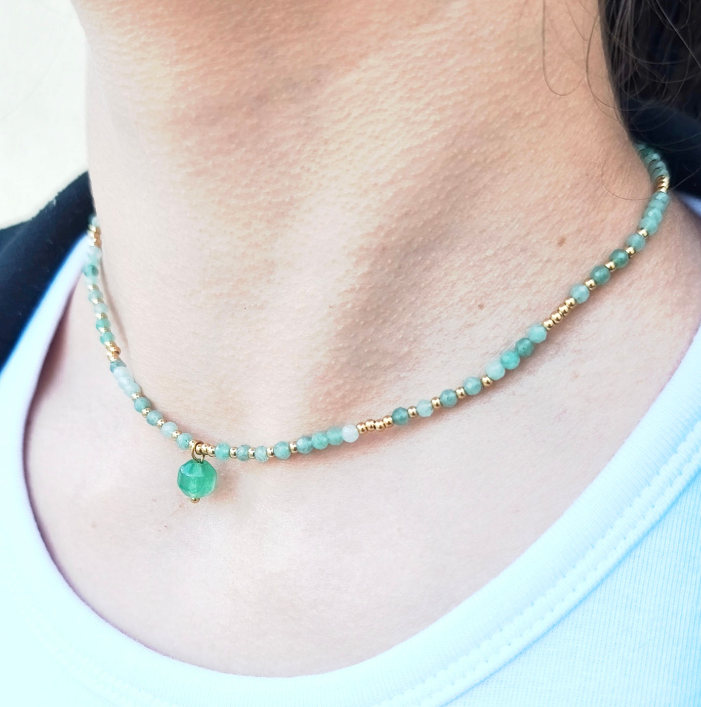 Collier acier inoxydable - Aventurine