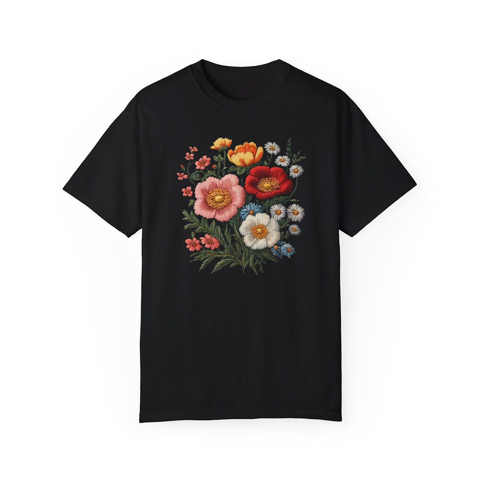 Thumbnail: Vintage Botanical Tee, Embroidered-Look Cottagecore Floral Shirt
