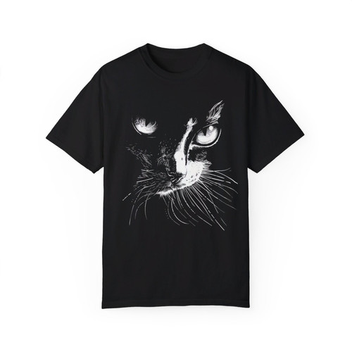 ◆IN SILENCE◆ CAT GRAPHIC SHEARED T-SHIRT WASHED BLACK SACRED SILENCE OVERSIZED TEE UNISEX | Wolfpack Clothing