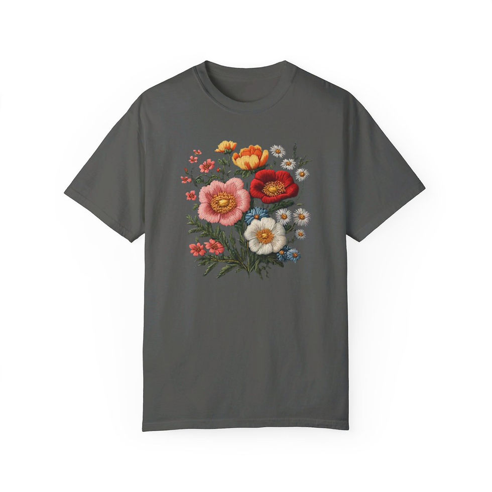 Thumbnail: Vintage Botanical Tee, Embroidered-Look Cottagecore Floral Shirt