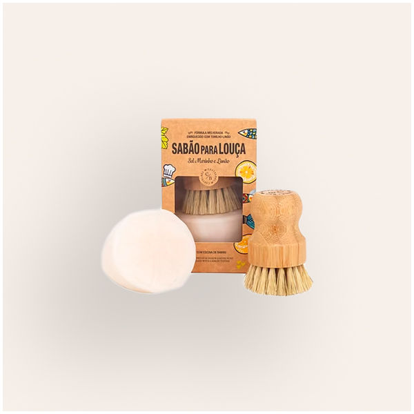 Coffret Sabão para Louça 150g & Escova de Bambu Sardinha - Castelbel