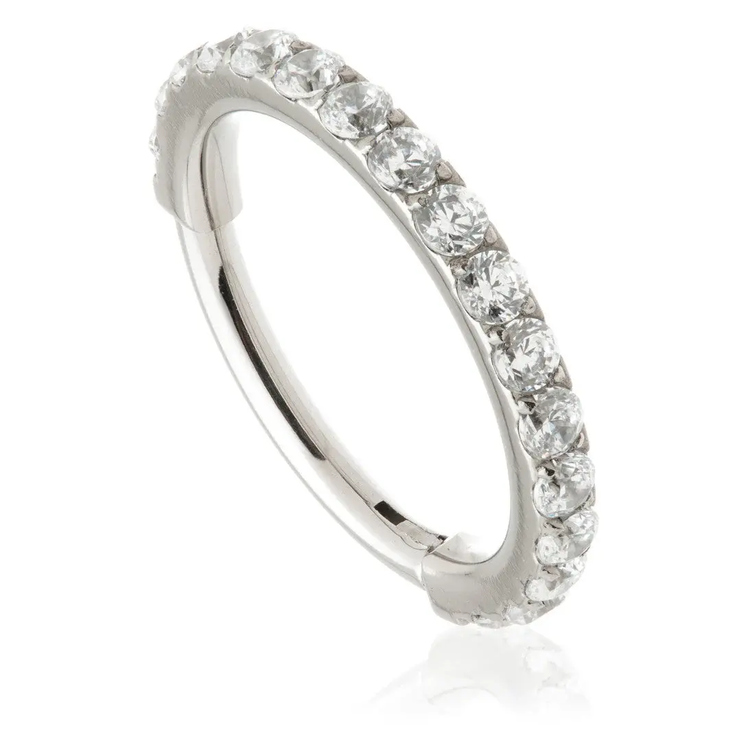 TI PAVE GEM HOOP EARRING