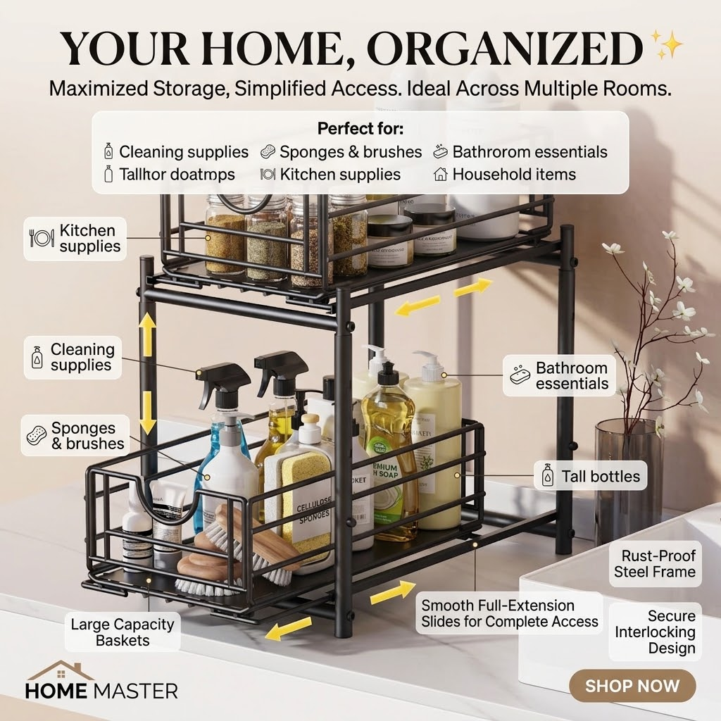 Almaybe 2-Tier Under-Sink Organizer.