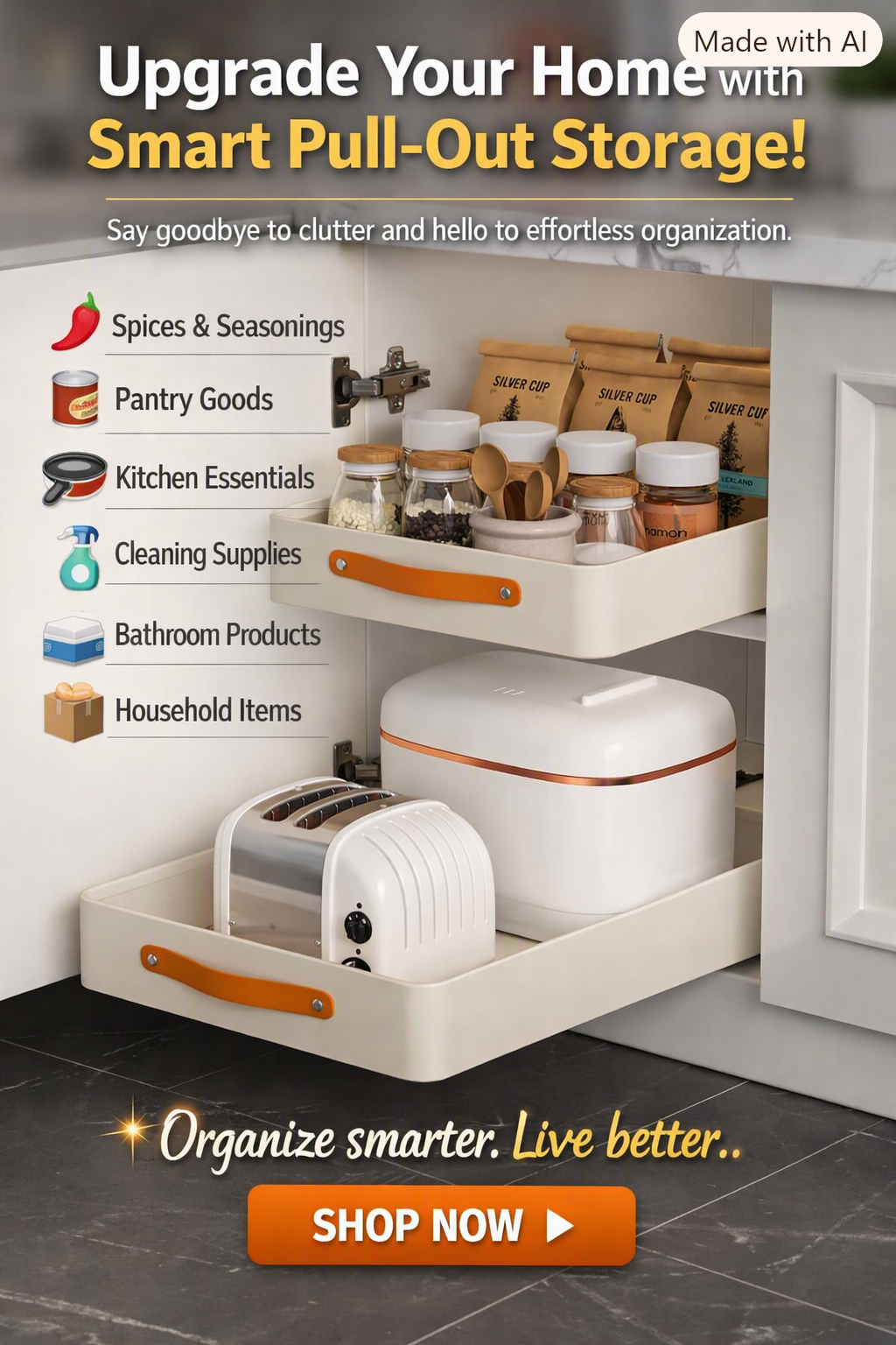 Weykings Pull-Out Cabinet Organizer