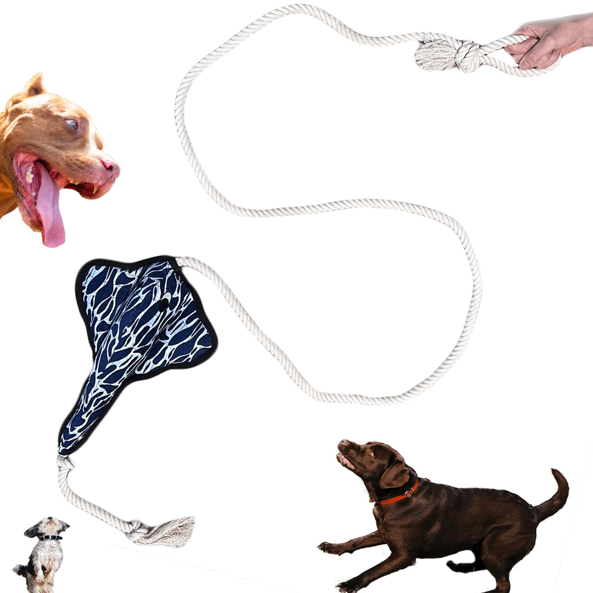 TUGGABLES - Stingray Rope Toy - Worlds Tuffest Soft Dog Toy Tug of War Dog Toy -