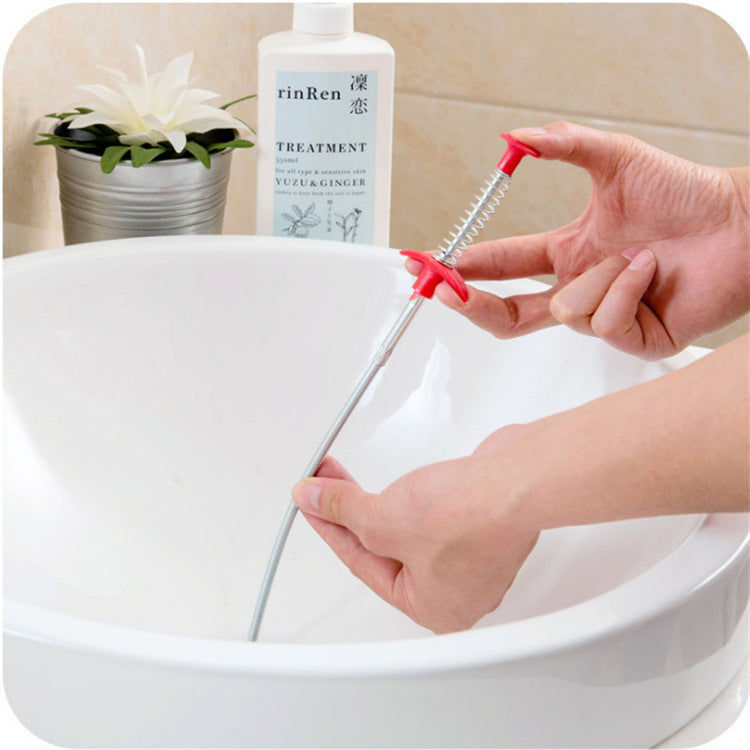 Thumbnail: 60CM Sewer Dredger Spring Pipe Dredging Tool Household Hair Cleaner Drain Clog R