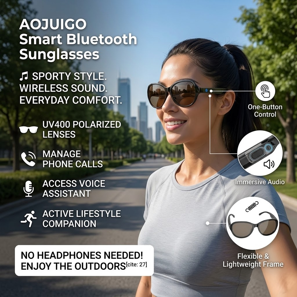 🕶️ AOJUIGO Smart Bluetooth Sunglasses
