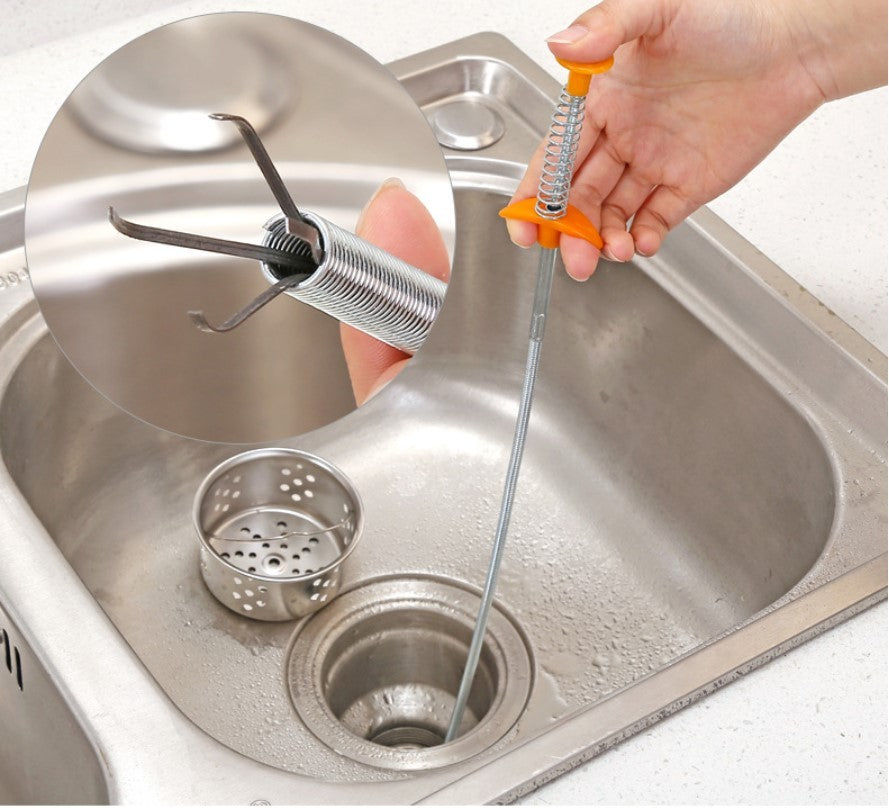 Thumbnail: 60CM Sewer Dredger Spring Pipe Dredging Tool Household Hair Cleaner Drain Clog R