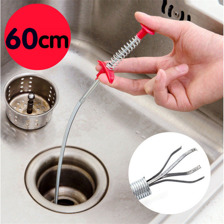 Thumbnail: 60CM Sewer Dredger Spring Pipe Dredging Tool Household Hair Cleaner Drain Clog R