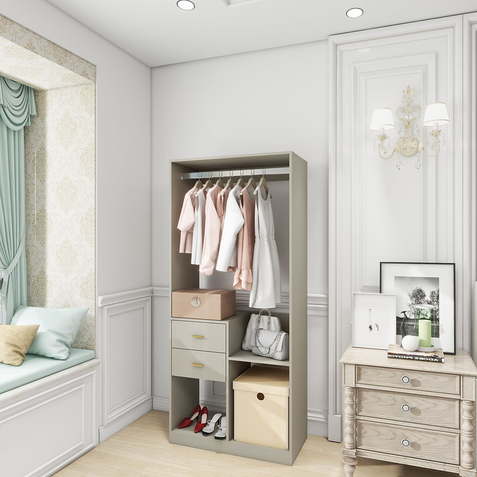 Thumbnail: YG-303 Stand-Alone Wood Closet System for Walk in Closets with 2 Drawers Hanging
