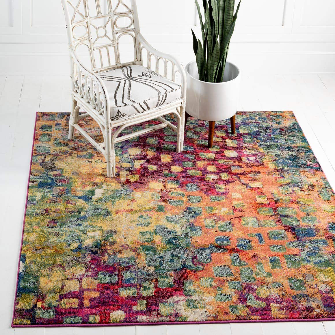 Unique Loom Jardin Collection Colorful Vibrant Abstract Modern Area Rug 6 0" x 6