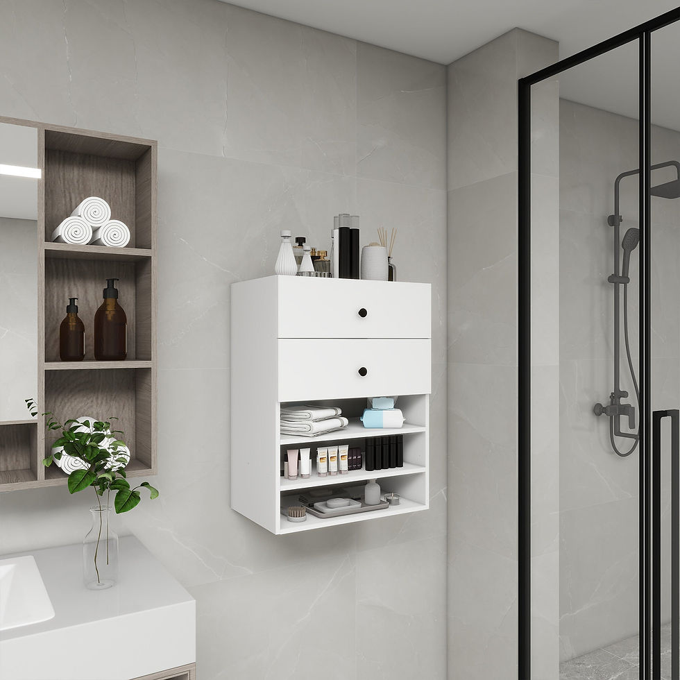 Thumbnail: C1 Modular Wooden Closet Organizer System with 2 Drawers 3 Shelves Wall Mount Sh