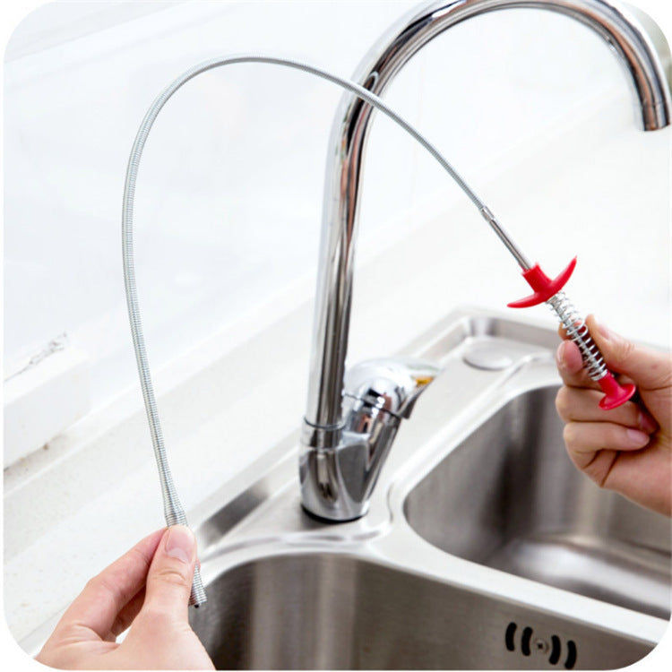 Thumbnail: 60CM Sewer Dredger Spring Pipe Dredging Tool Household Hair Cleaner Drain Clog R