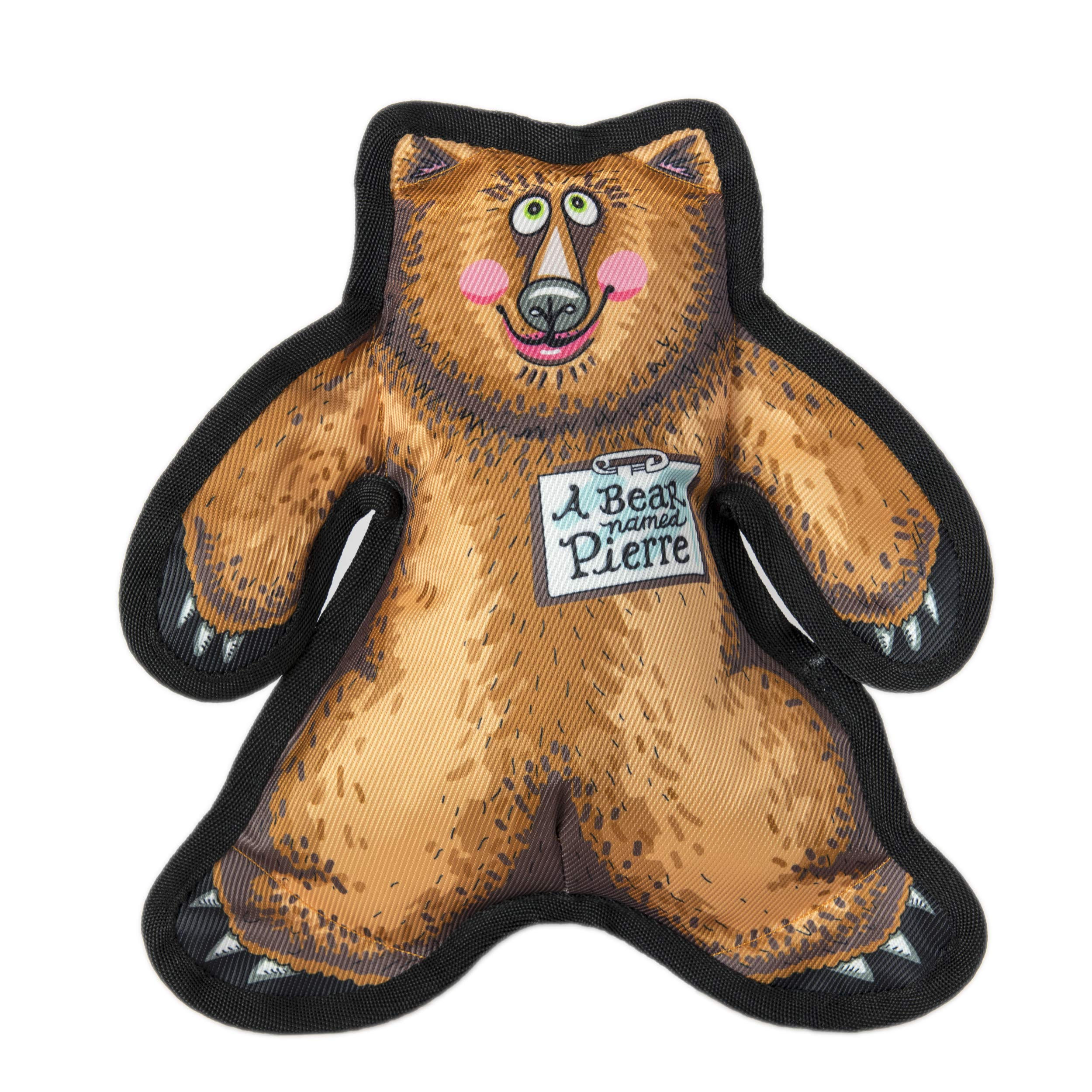 Wild Woodies Dog Chew Toy | A Bear Named Pierre Dog Toy | Durable Squeaky Dog To