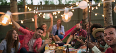 Outdoor group gathering selfie