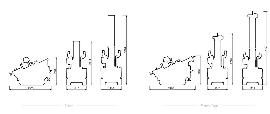 Dimensions of TG63-150 rigs