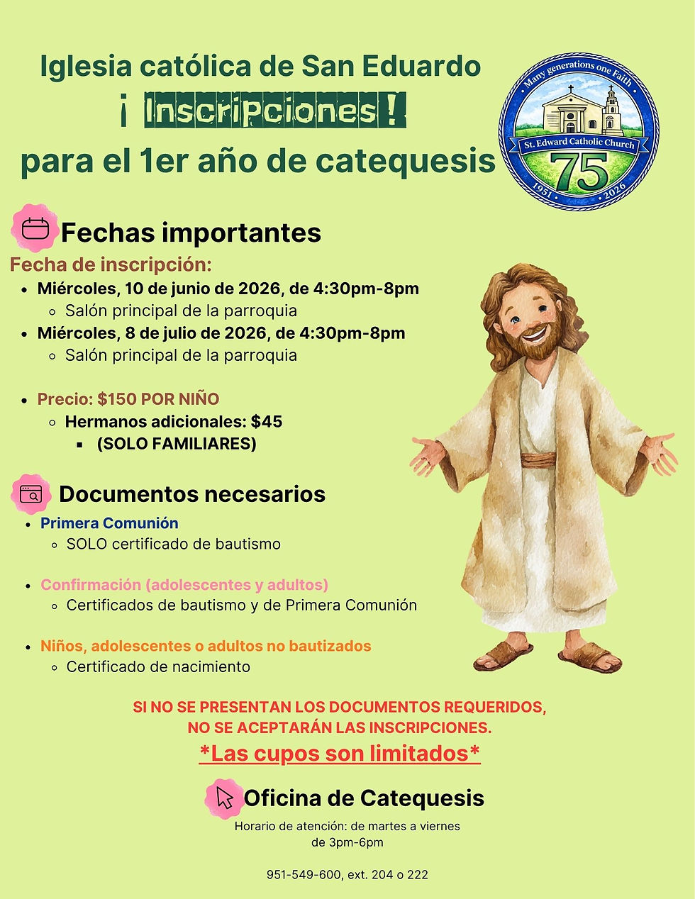 Catechism Registrations 2026 Spanish