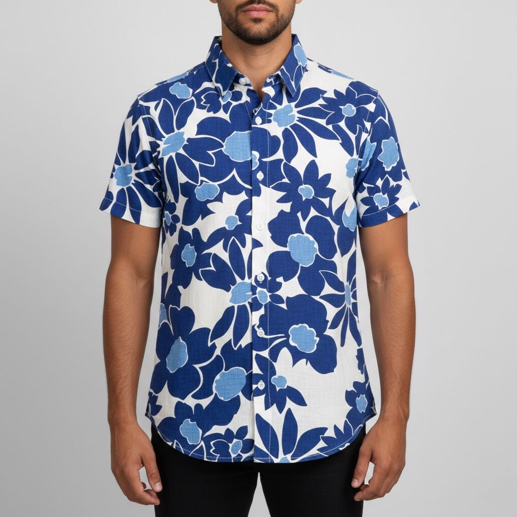 Camisa Abstrata em Viscolinho 