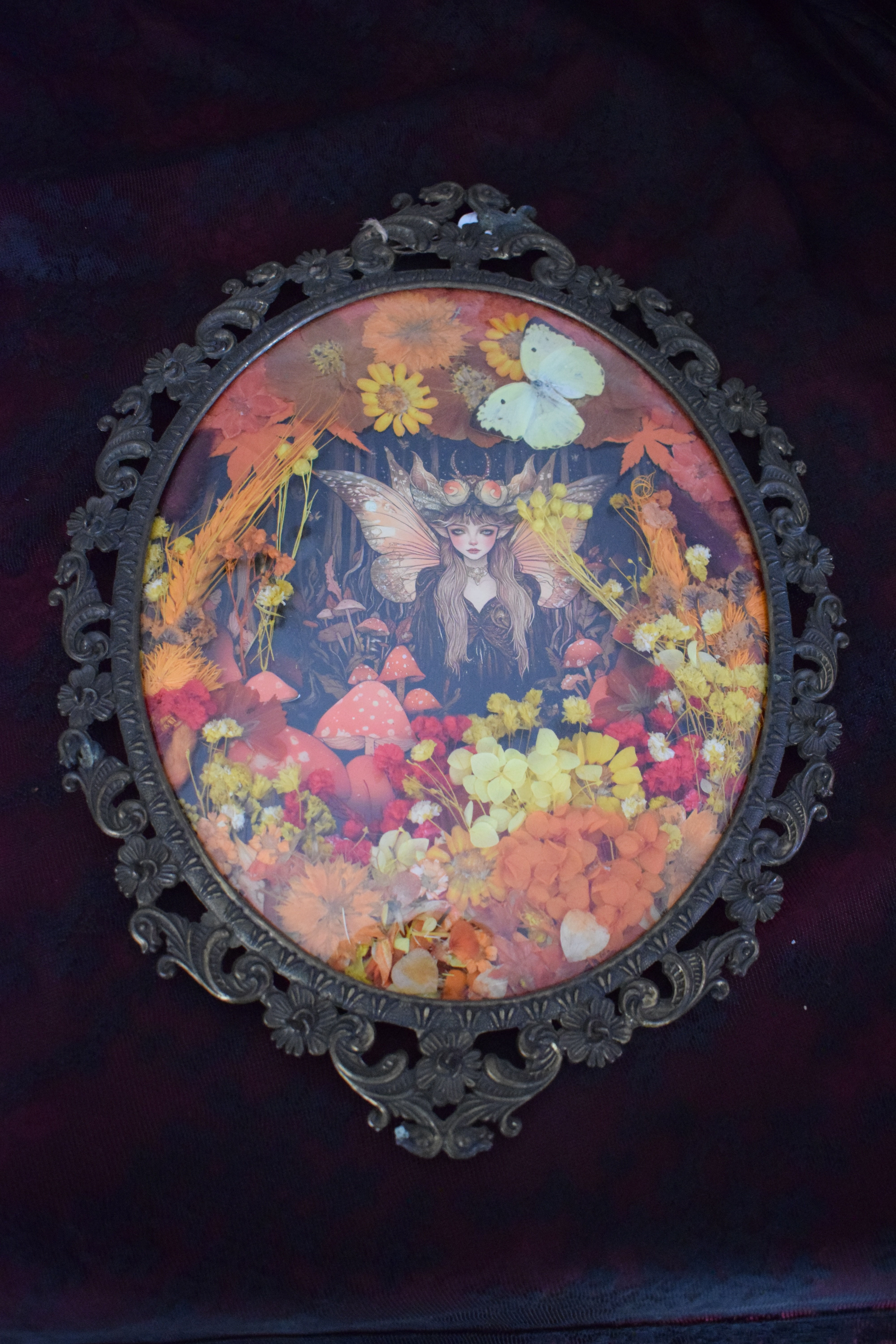 Woodland Autumn Fairy – | Orange & Yellow Fairy Wall Art with Butterfly