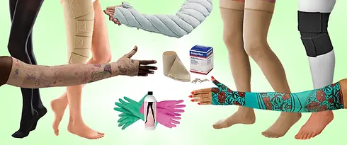 Various types of compression garments