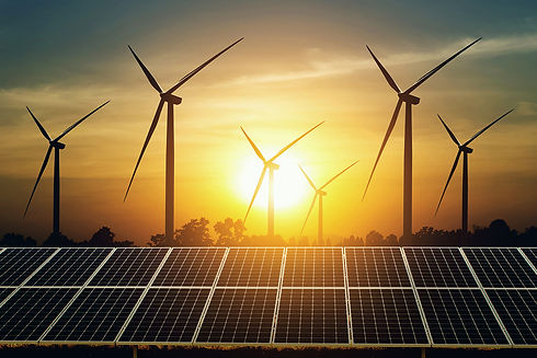 solar-panel-turbine-with-sunset-backgrou