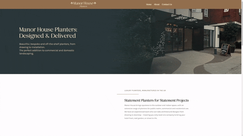 Manor House Planters Website Design Home Page