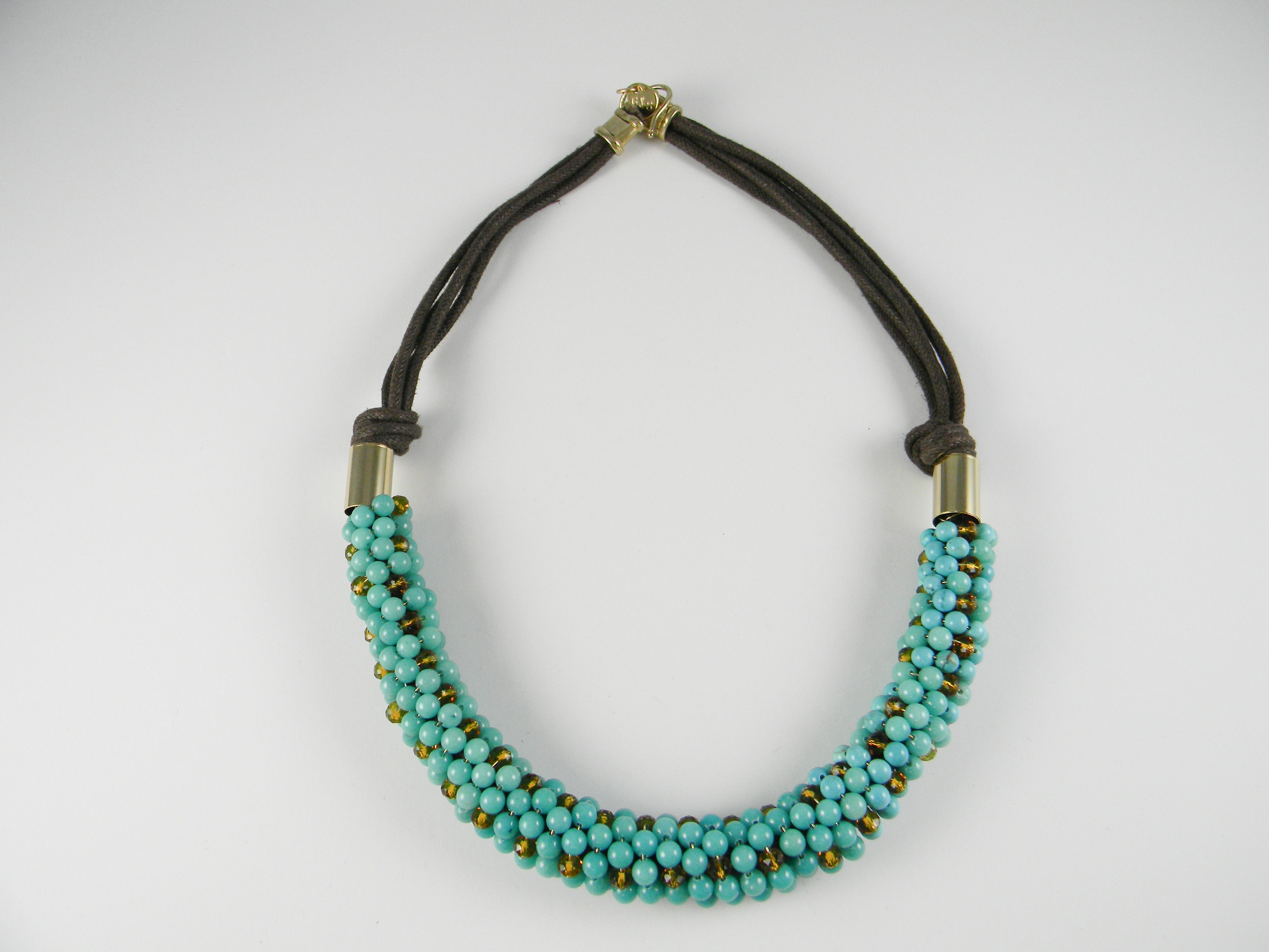 Leather & Blue Beads Necklace