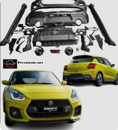 Yellow Suzuki Swift Sport body kit parts and installed view