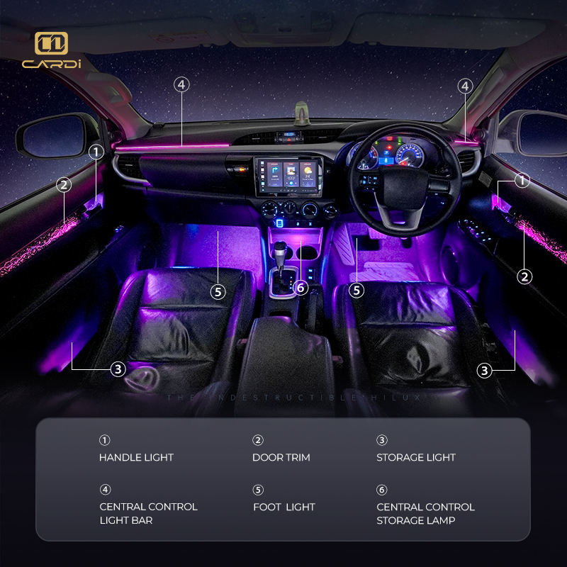CARDI Toyota Hilux OEM-Fit LED Ambient Light Interior Trim Kit